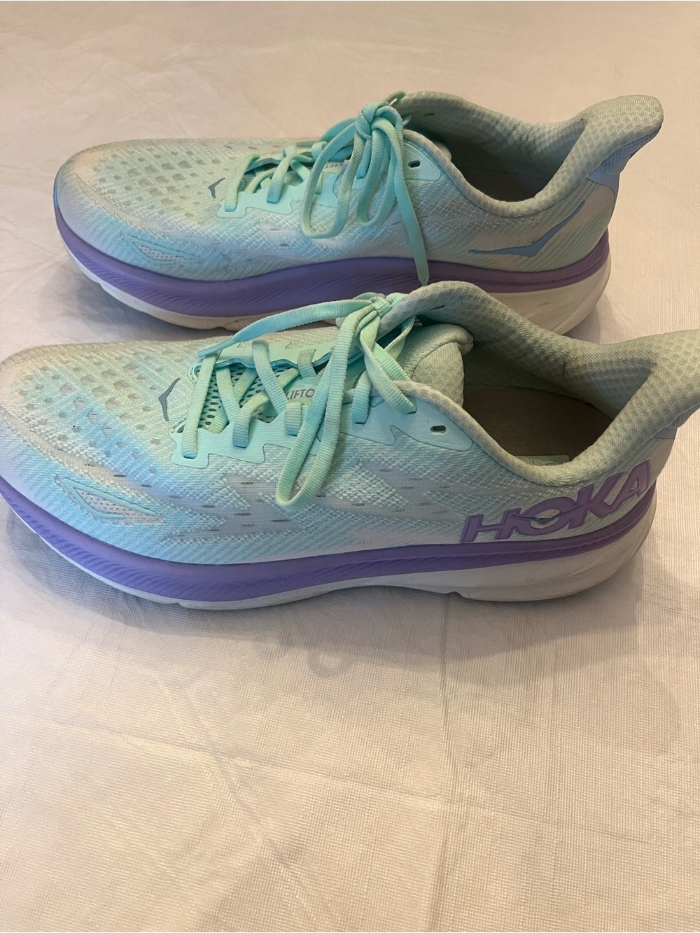 Hoka Mint Green and Lavender Women's Running Sneakers